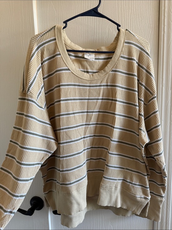 aerie Sweaters - Offline by Aerie Striped Waffle Knit Pullover Sweater - Butter Yellow